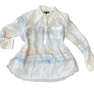 INC International Concepts Linen Tunic Top 2X White and Tie Dye #285H